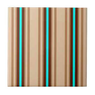 Mid-Century Modern Rand, Tan. Brown och Aqua Kakelplatta