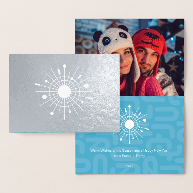 Mid-Century Modern Real Silver Foil-MODET Folierat Kort (Display)