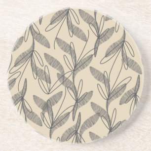 Mid Century Modern Retro Botanical Grått Beige Underlägg