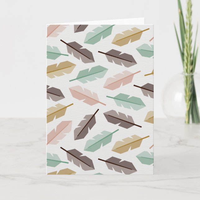 Mid-Century Modern Retro Feathers Greeting Cards Kort (Framsida)
