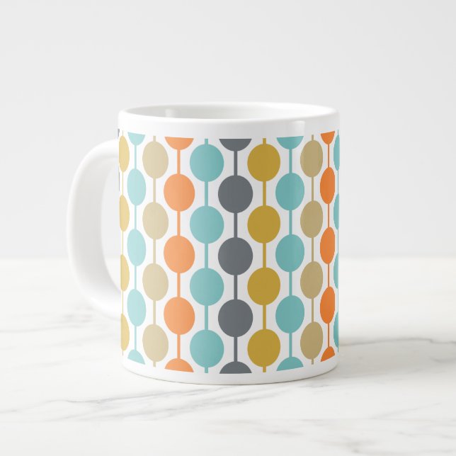 Mid-Century Modern Retro Geometric Circles Pattern Jumbo Mugg (Framsida vänster)