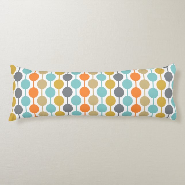 Mid-Century Modern Retro Geometric Circles Pattern Kroppskudde (Framsidan)