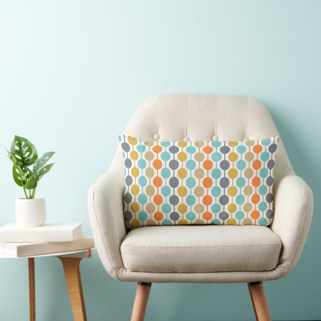 Mid-Century Modern Retro Geometric Circles Pattern Lumbarkudde (Stol)