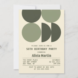 Mid Century Modern Retro Geometric Cream Birthday Inbjudningar