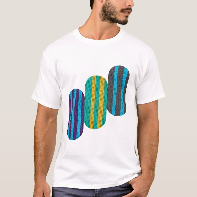 Mid-Century Modern Retro Geometrisk Randig Kapsel T Shirt (Framsida)