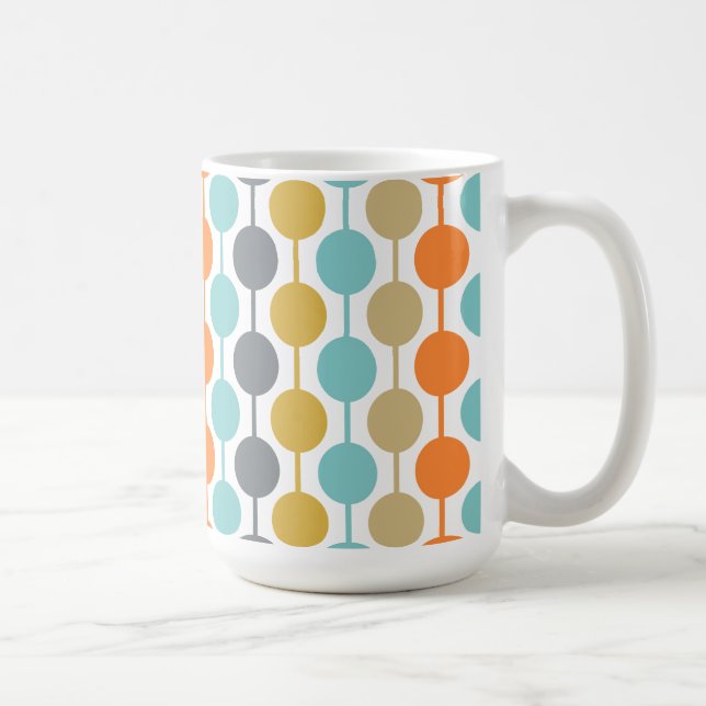 Mid-Century Modern Retro Geometriska Cirklar Mönst Kaffemugg (Höger)
