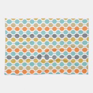 Mid-Century Modern Retro Geometriska Cirklar Mönst Kökshandduk
