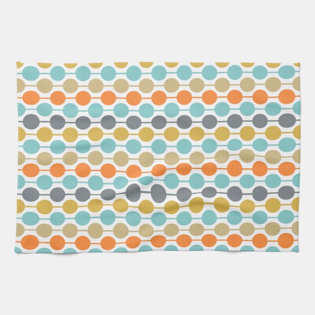 Mid-Century Modern Retro Geometriska Cirklar Mönst Kökshandduk (Horisontell)