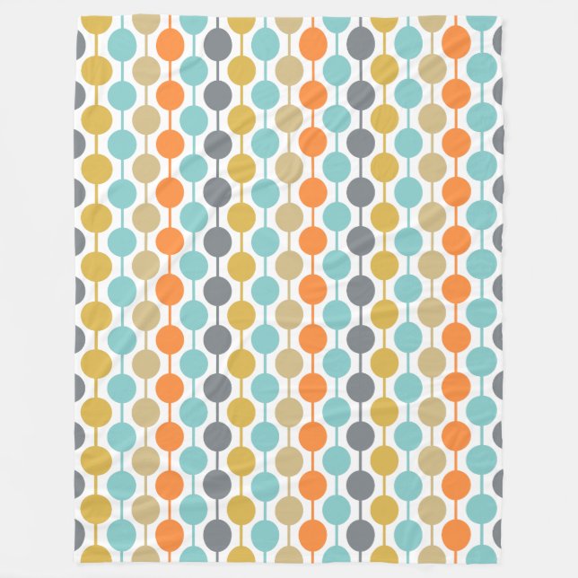 Mid-Century Modern Retro Geometriskt Cirklar Mönst Fleecefilt (Framsidan)