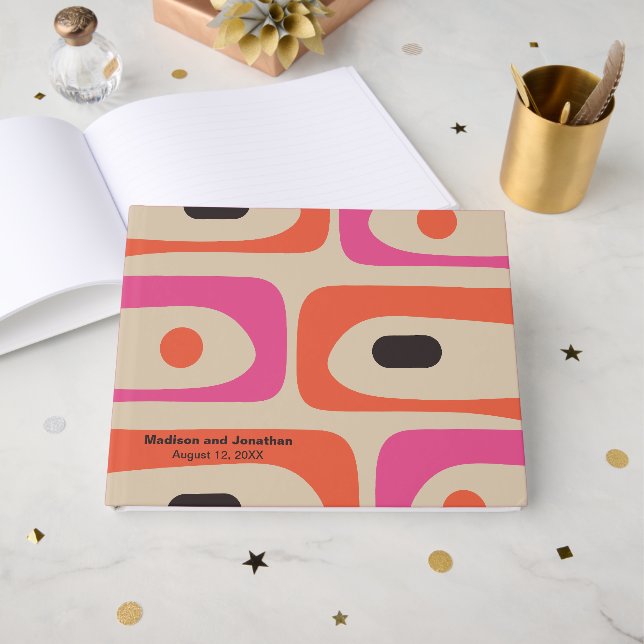 Mid Century Modern Retro Piquet Personalized Gästböcker (Framsida Öppen)