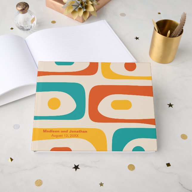 Mid Century Modern Retro Piquet Personalized Gästböcker (Framsida Öppen)