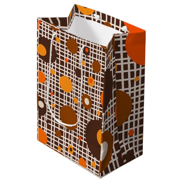 Mid Century Modern Retro Prickiga Mönster Brun Ora (Framsidan Vinklad)