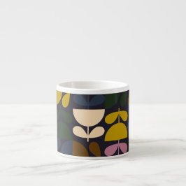 Mid‑century modern- Retro Scandinavian Flowers Espressomugg