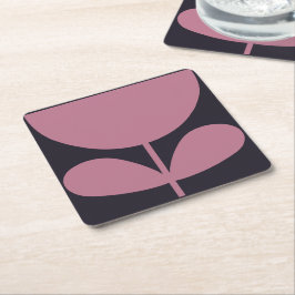 Mid‑century modern- Retro Scandinavian Flowers Underlägg Papper Kvadrat