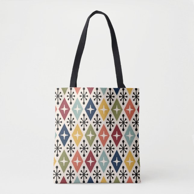Mid Century Modern Retro Starburst Mönster Tygkasse (Framsida)