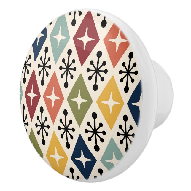 Mid Century Modern Retro Starburst Pattern Knopp (Höger)