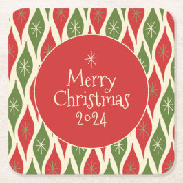 Mid Century Modern Retro Vintage God Jul Underlägg Papper Kvadrat