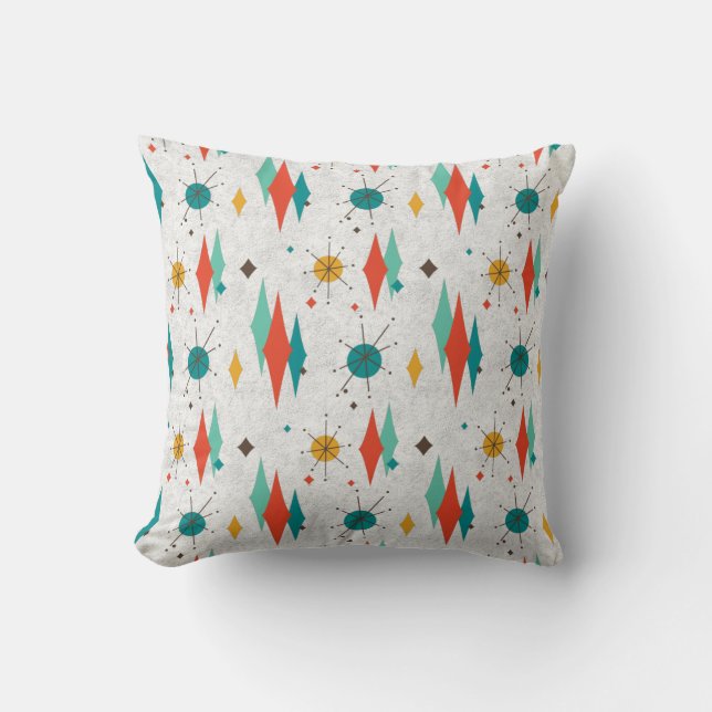 Mid Century Modern Retro White Velvet-utseende Kudde (Framsida)
