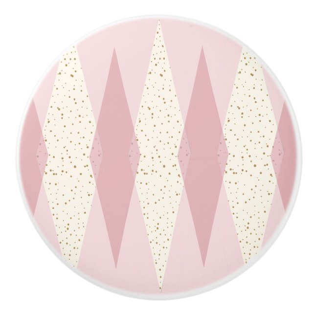 Mid Century Modern Rosa Argyle Ceramic Knob Knopp (Framsidan)