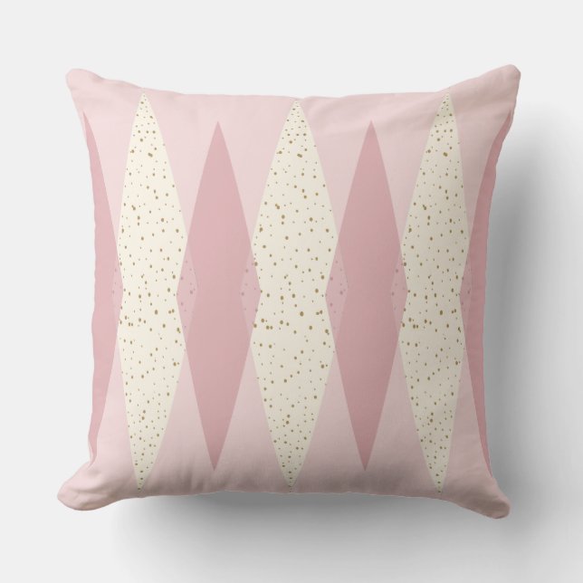 Mid Century Modern Rosa Argyle Dekorativ kudde (Framsida)
