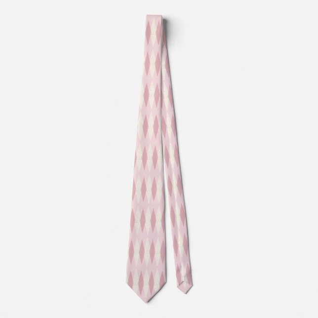 Mid Century Modern Rosa Argyle Necktie Slips (Framsida)