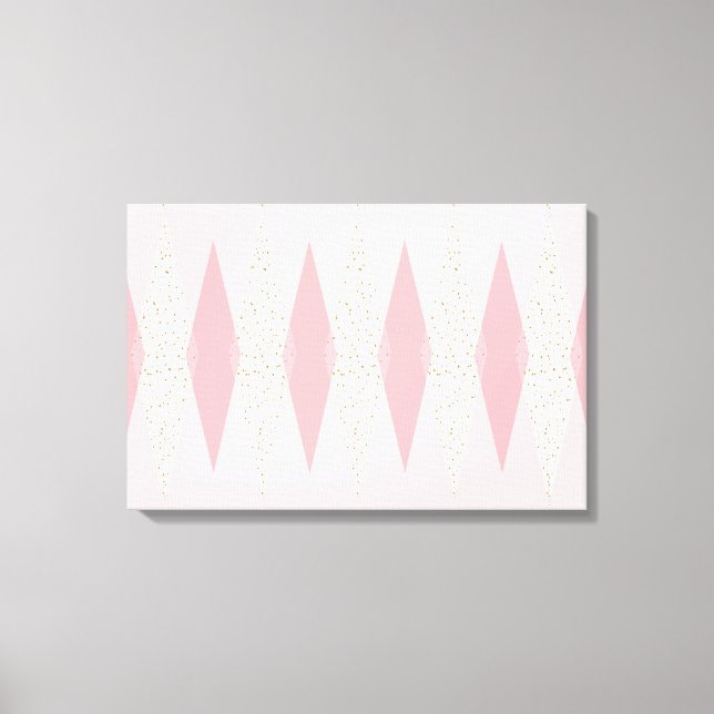 Mid Century Modern Rosa Argyle Stretched Canvas (Framsida)