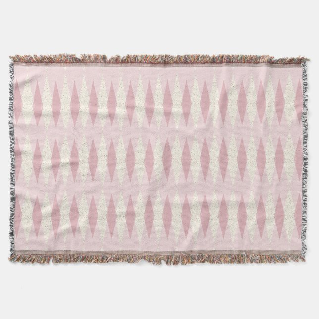 Mid Century Modern Rosa Argyle Throw Blanket Filt (Framsidan)