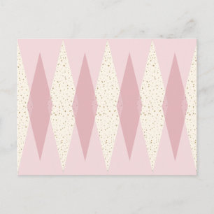 Mid Century Modern Rosa Argyle-vykort Vykort