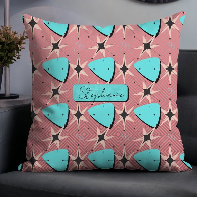 Mid Century Modern Rosa Mönster Kudde (Skapare uppladdad)