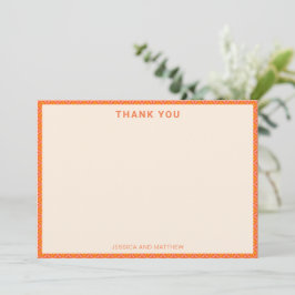 Mid-Century Modern Rosa Orange Anpassad Bröllopsna Tack Kort