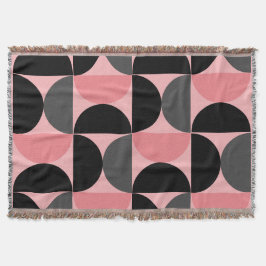 Mid-Century Modern Rosa svart och grått Filt