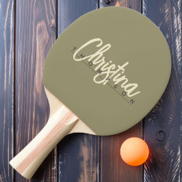Mid-Century Modern Sageäng Målade Namn Pingisracket