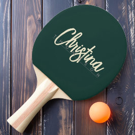Mid-Century Modern Salviagrön Målad Namnskylt Pingisracket