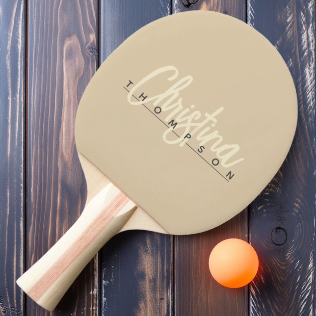 Mid-Century Modern Sanddyn Målade Namn Pingisracket (Skapare uppladdad)