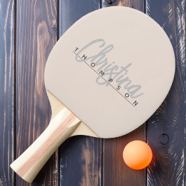 Mid-Century Modern Sandslott Rosa Målad Namn Pingisracket