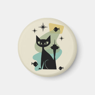 Mid Century Modern Seattle Cat Magnet