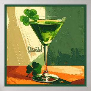 Mid Century Modern Shamrock Martini Skål! Poster