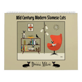 Mid Century Modern Siamese Cats Kalender