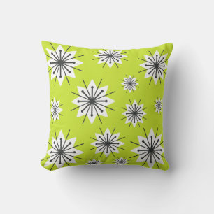 Mid Century Modern Snöflingor Chartreuse Kudde