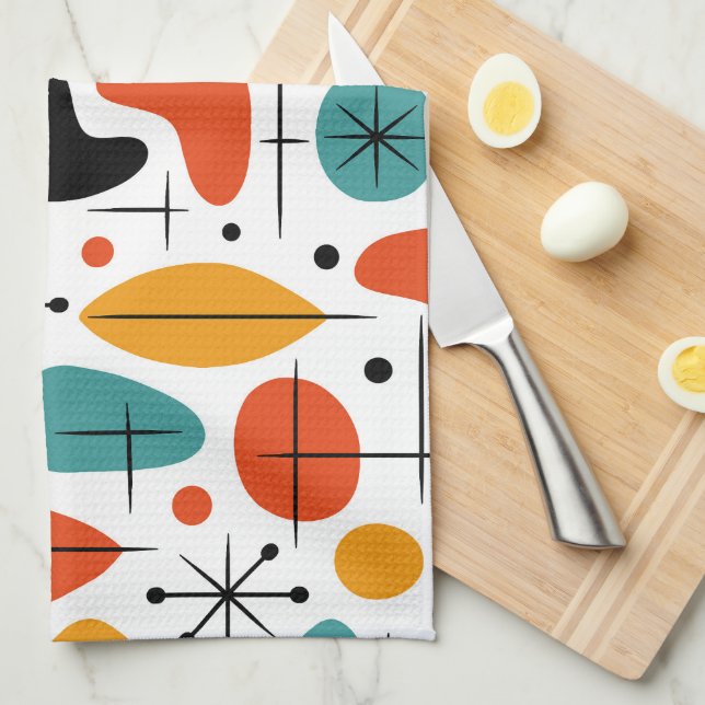 Mid Century Modern Solstrålemönster Kökshandduk (Vikt i Fjärdedel)