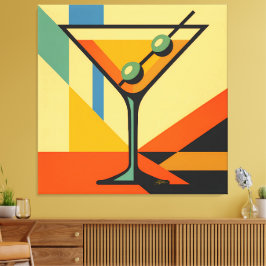 Mid Century Modern Soluppgång Bauhaus Martini Canvastryck