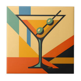 Mid Century Modern Soluppgång Bauhaus Martini Kakelplatta