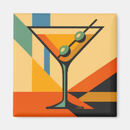 Mid Century Modern Soluppgång Bauhaus Martini Magnet