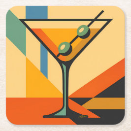 Mid Century Modern Soluppgång Bauhaus Martini Underlägg Papper Kvadrat