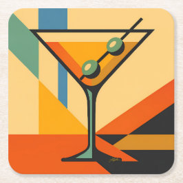 Mid Century Modern Soluppgång Bauhaus Martini Underlägg Papper Kvadrat
