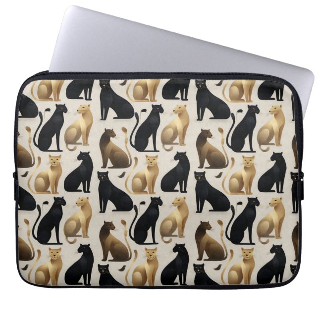 Mid-Century Modern Sömlöst Panther Mönster Laptop Fodral (Framsidan)