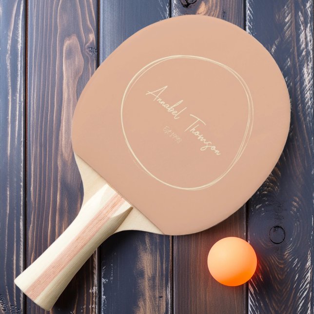 Mid-Century Modern Söt Persika med Namn Pingisracket (Skapare uppladdad)