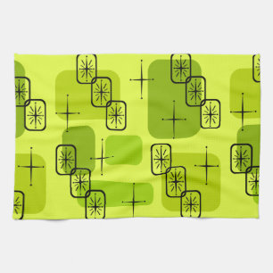 Mid Century Modern Sputnik Chartreuse Kökshandduk