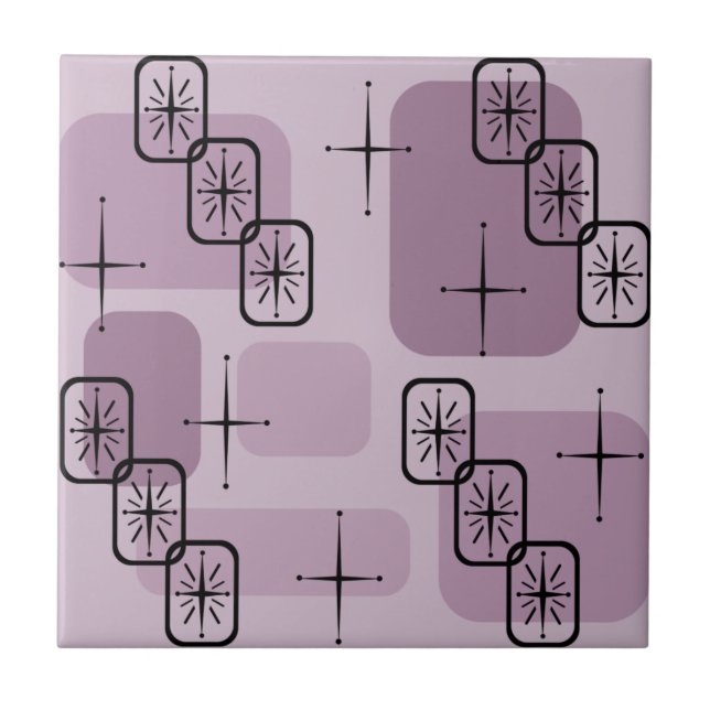 Mid Century Modern Sputnik Mauve Kakelplatta (Framsidan)