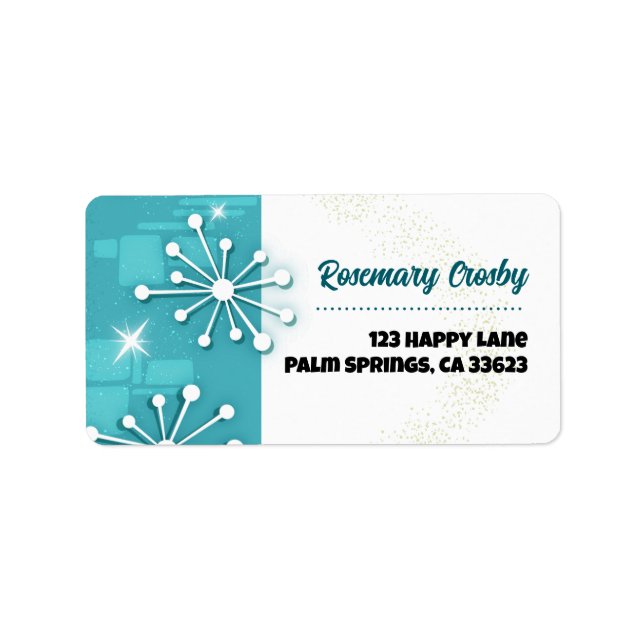 Mid-Century Modern Sputnik Returadressetiketter Adressetikett (Framsidan)